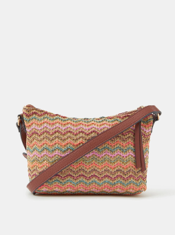 Stripe Raffia Crossbody Bag