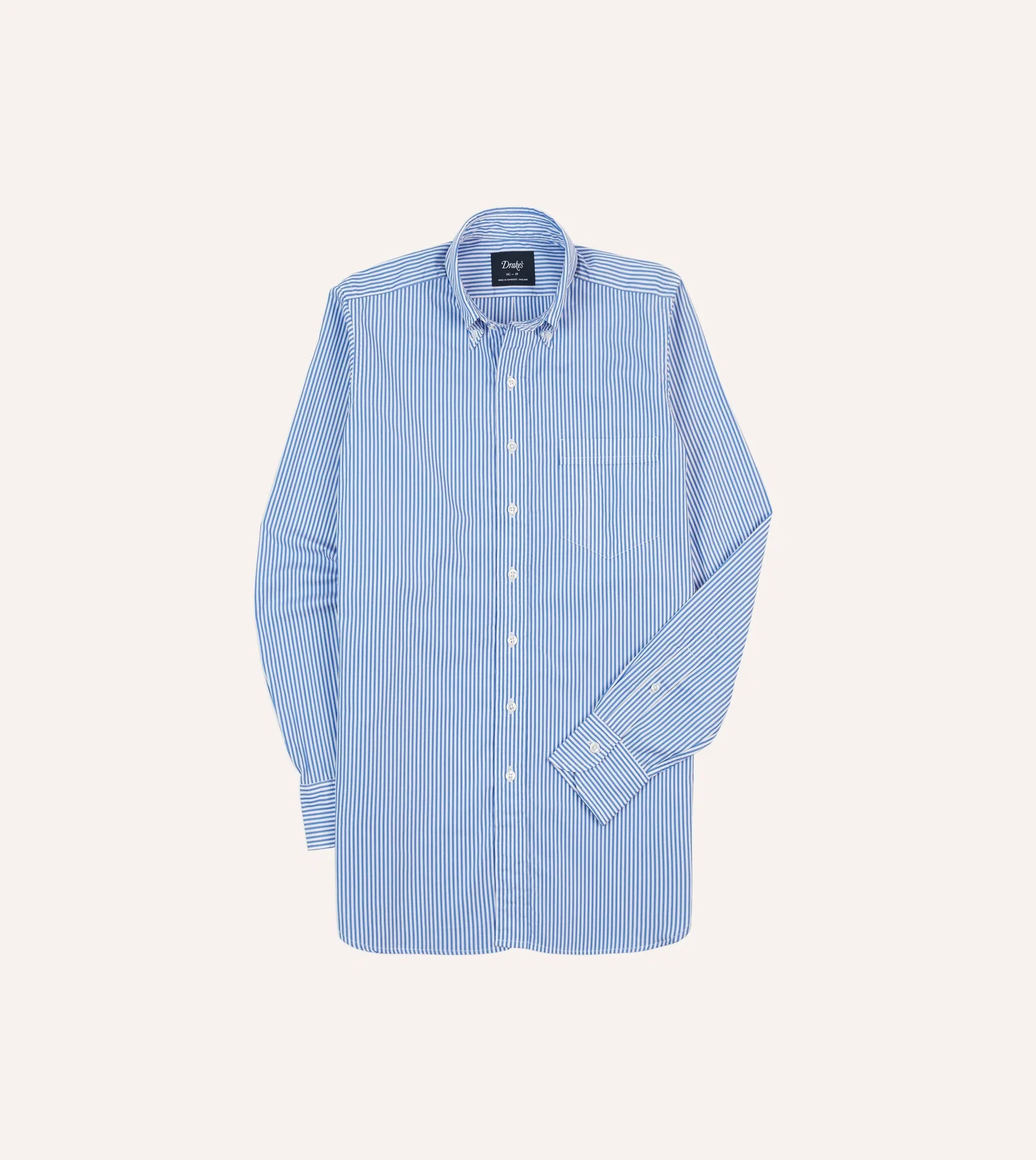 Image of Blue Bengal Stripe Cotton Poplin Button-Down Shirt