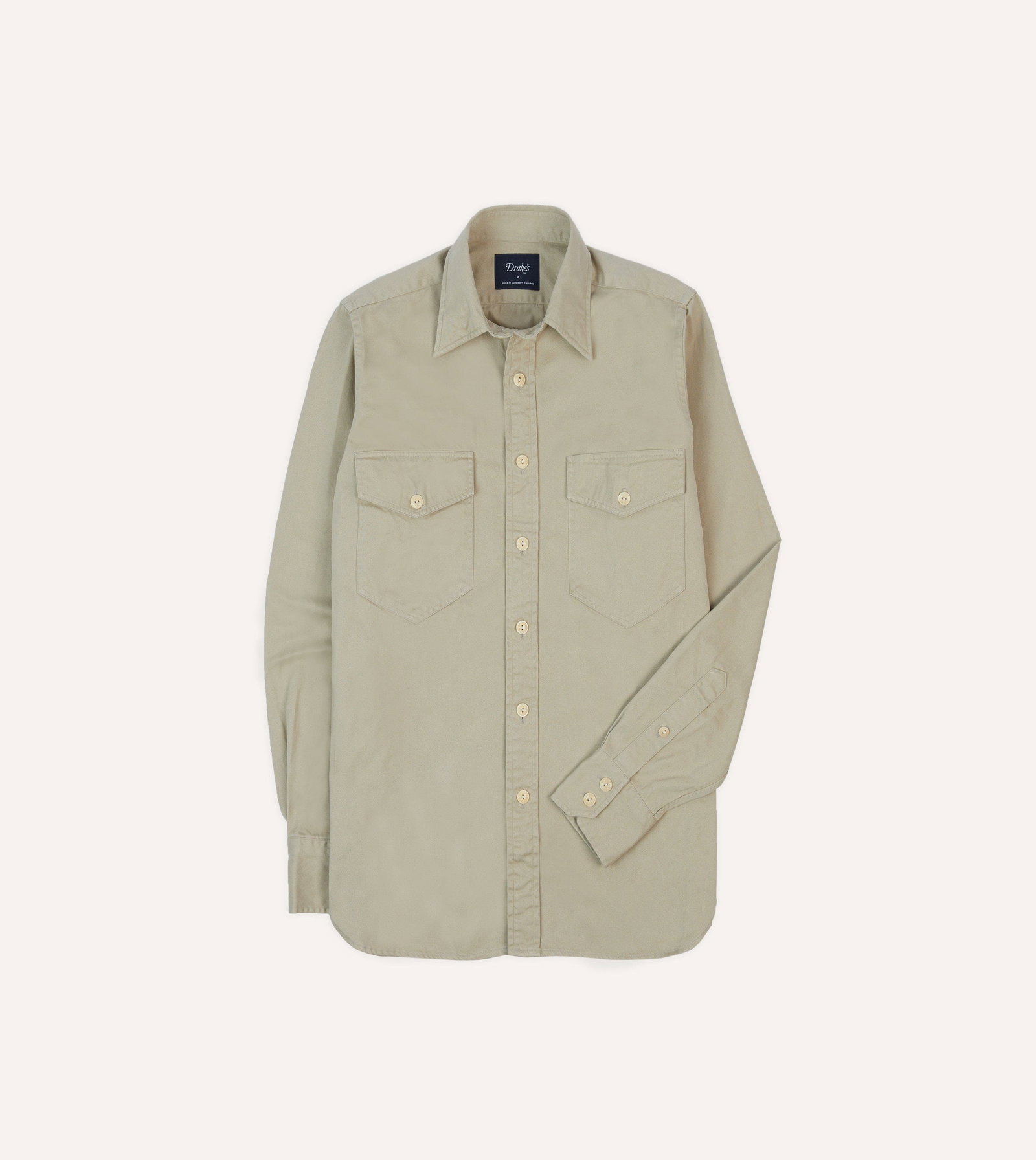 Image of Stone Cotton Long Point Collar Work Shirt
