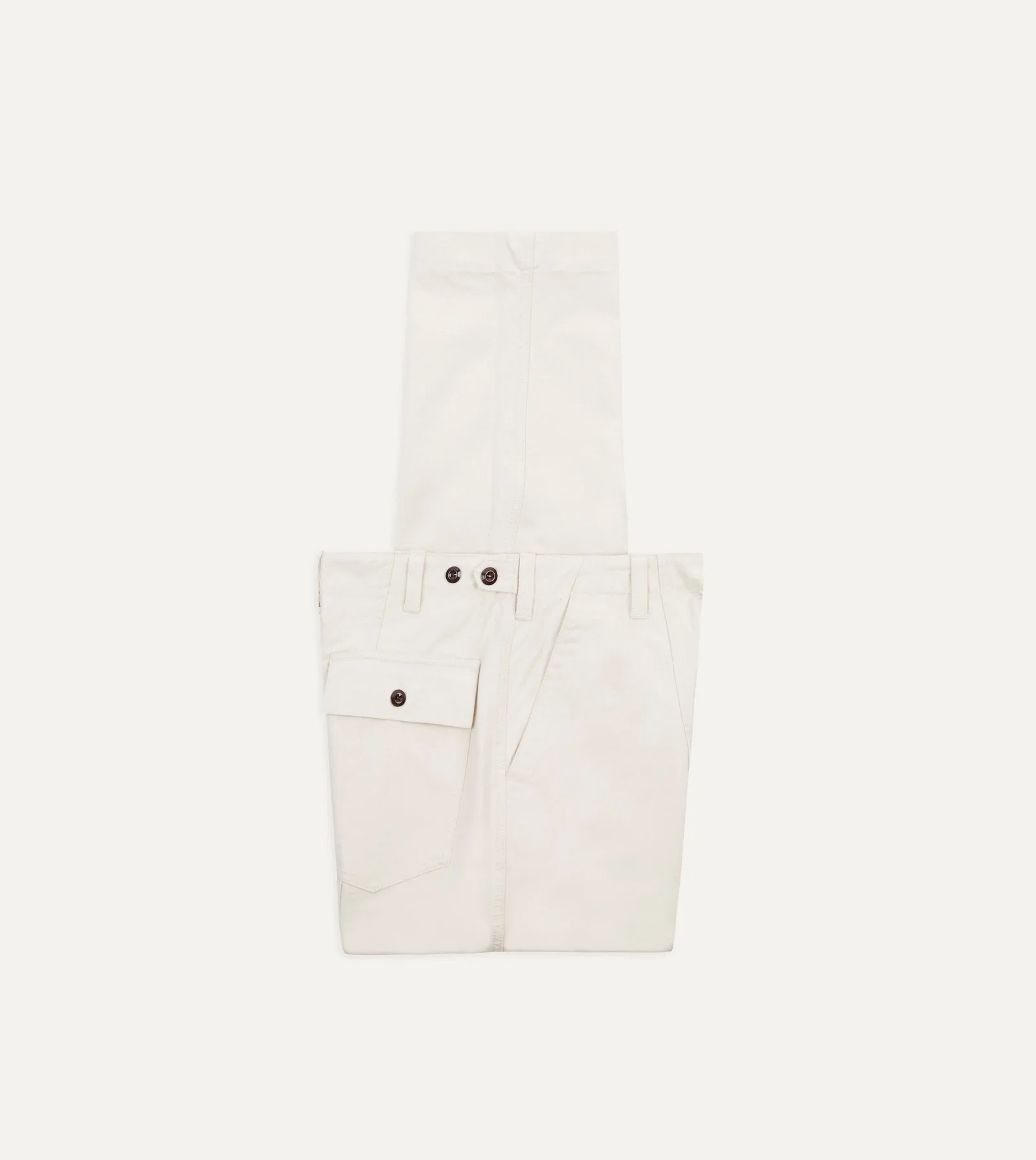 Image of Ecru Cotton Canvas Panel Trousers