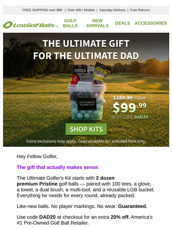 One Golf Kit. Everything He Needs.