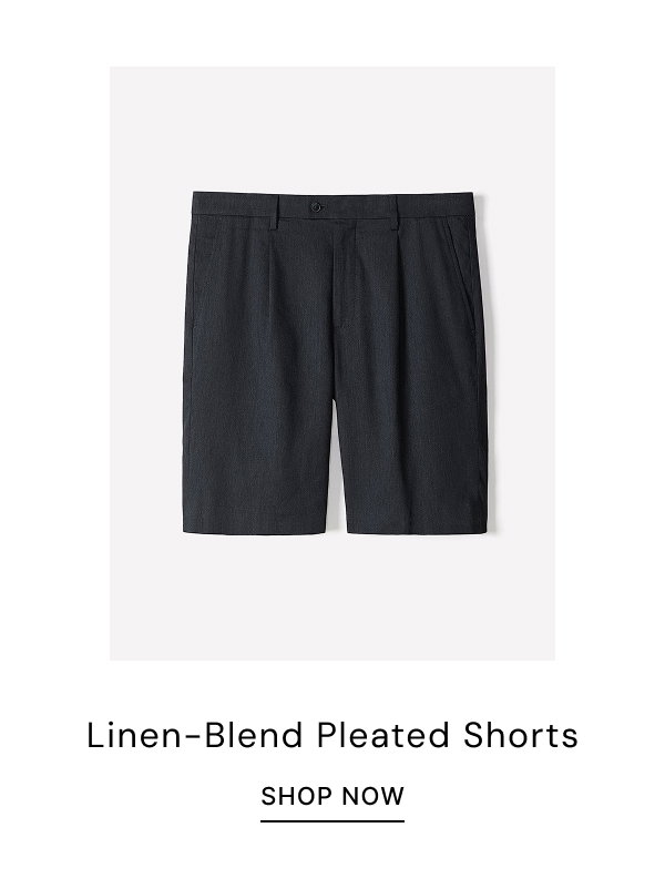 Linen-Blend Pleated Shorts
