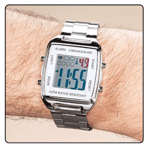 EZ Read Stainless Steel Digital Watch
