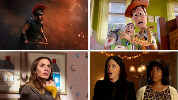 Clockwise from top left: The Odyssey, Toy Story 5, Scary Movie and Disclosure Day.