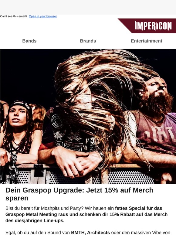 🔥 15% Rabatt auf Merch zum Graspop Metal Meeting Line-Up
