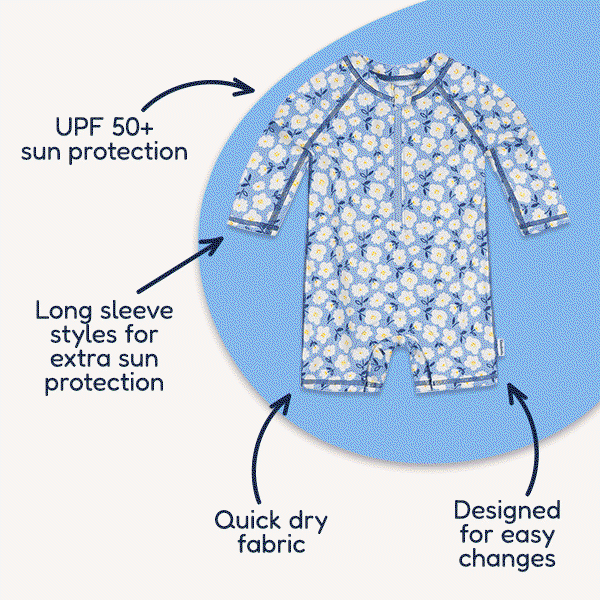 Our swim styles have UPF 50+ sun protection, quick dry fabric and designed for easy changes