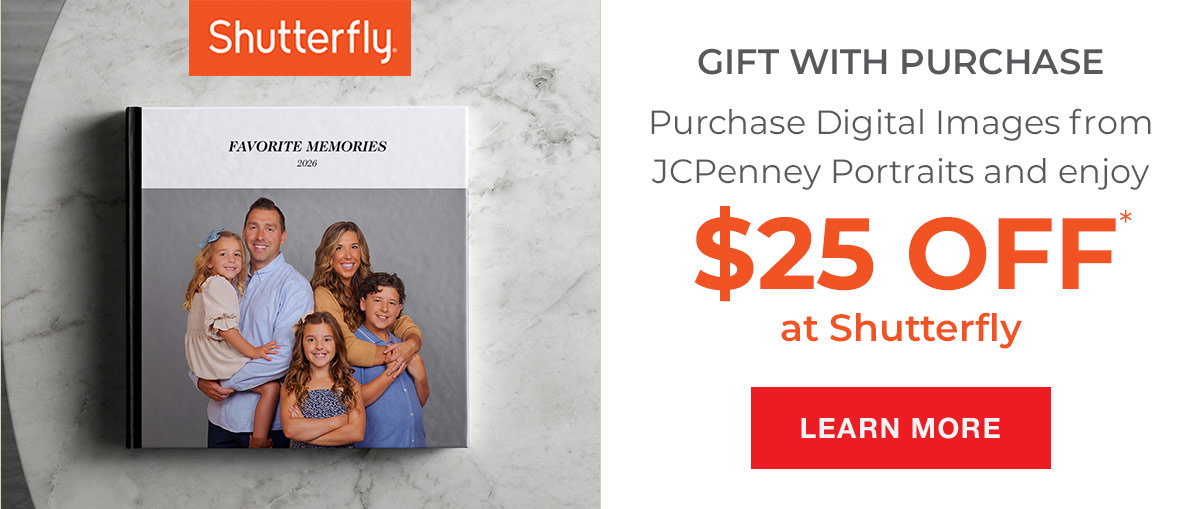 Enjoy $25 Off at Shutterfly with a purchase of digital images at your session
