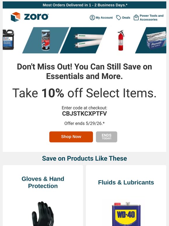 Last chance. 10% off select products that keep your business running.