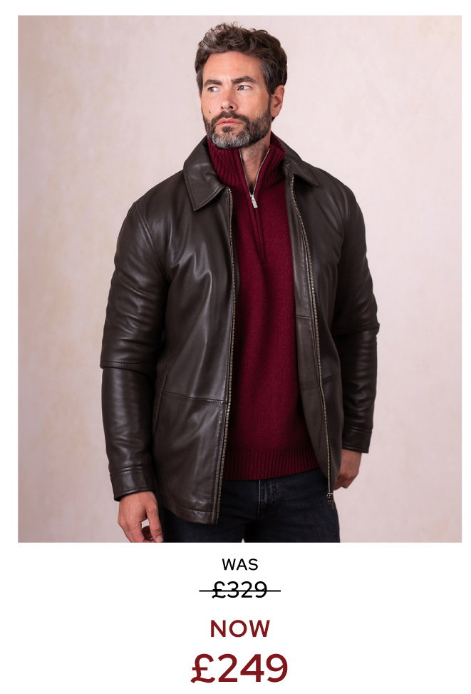 Ravenstonedale Collared Leather Jacket Brown