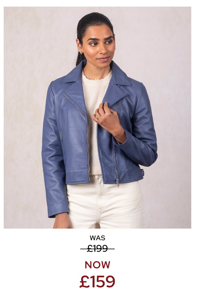 Thornhill Leather Biker Jacket Blue