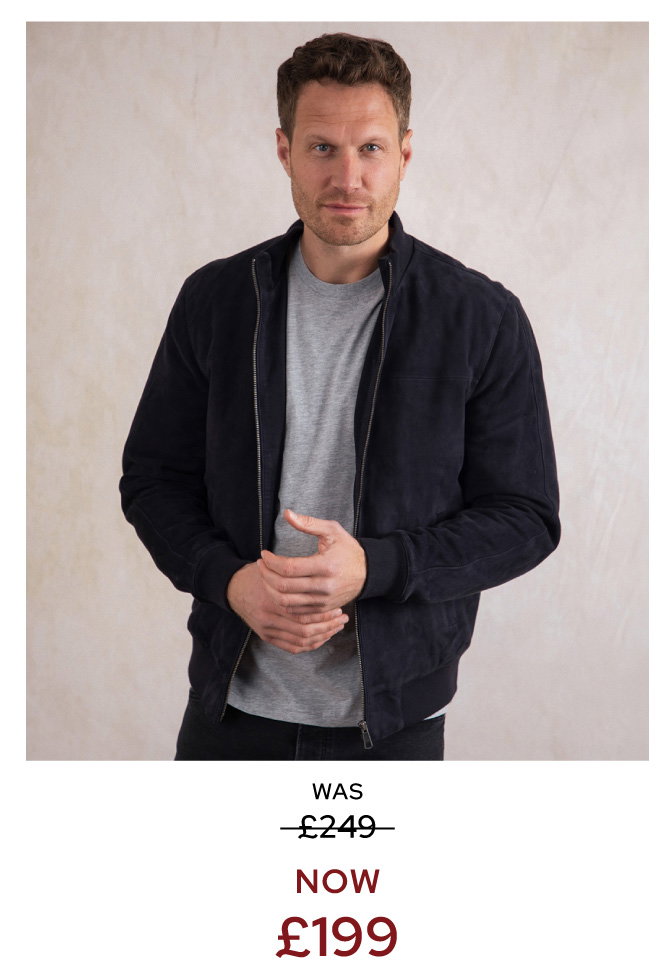 Dalston Suede Bomber Jacket Navy