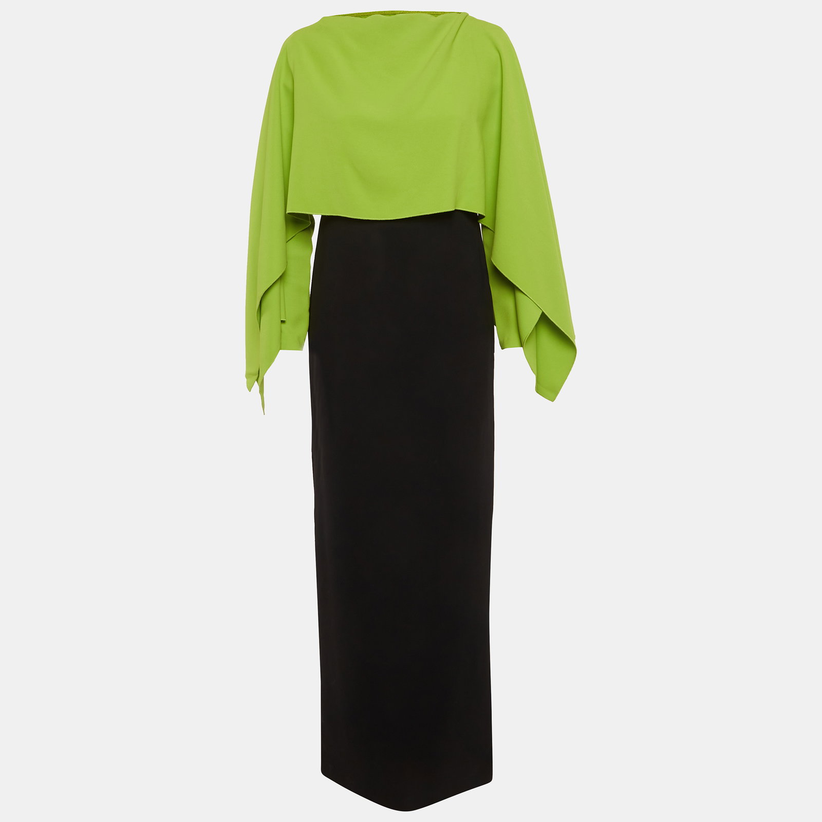 Black/Green Crepe Yael Maxi Dress L