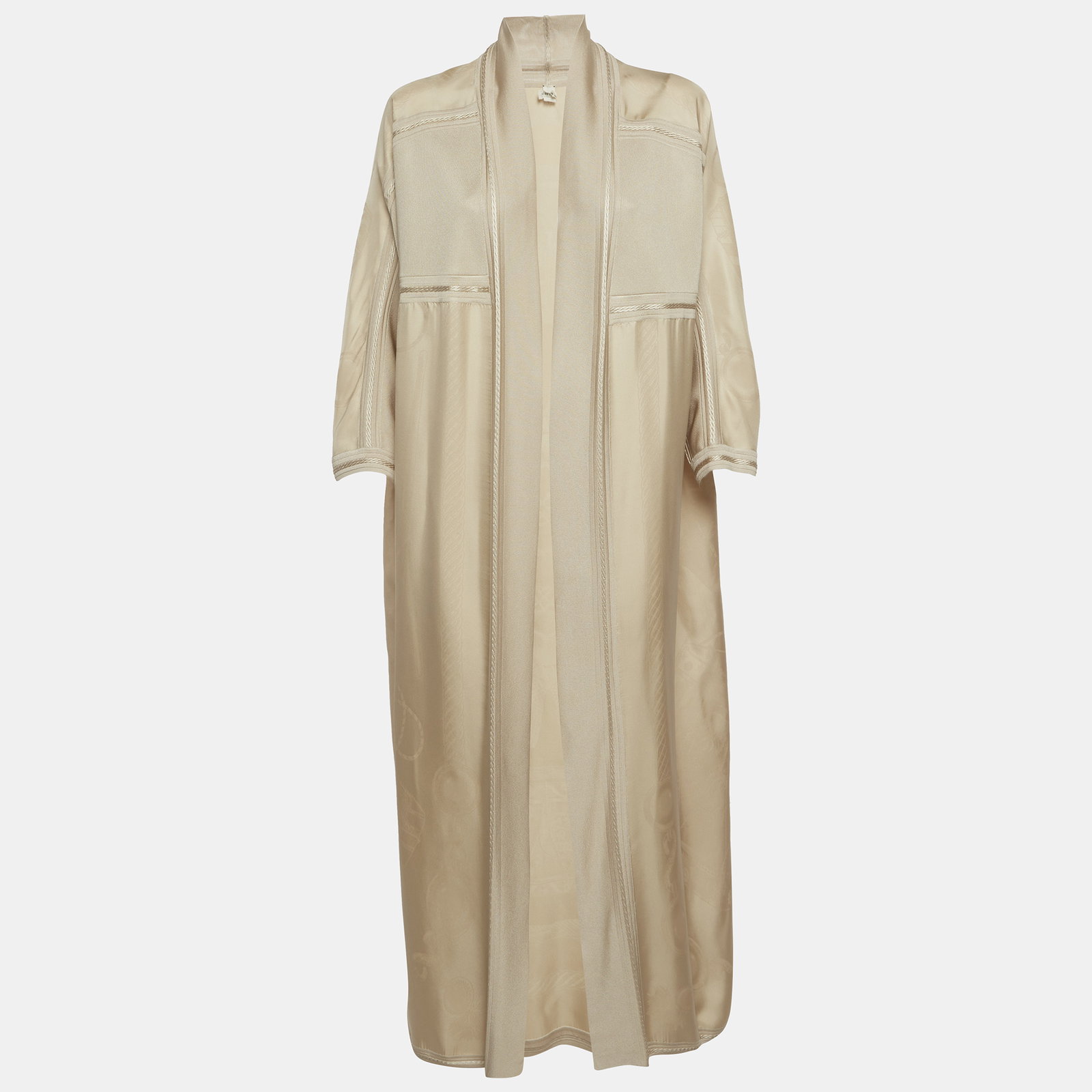Hermès Beige Palefroi Remix Print Silk Open Front Kaftan S