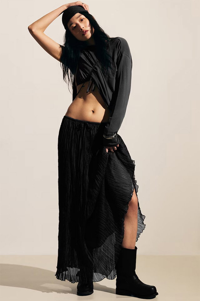 CRINKLED MAXI SKIRT