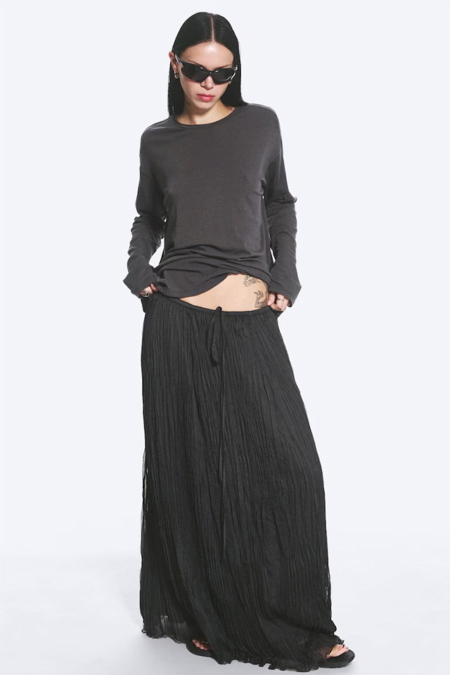 CRINKLED MAXI SKIRT