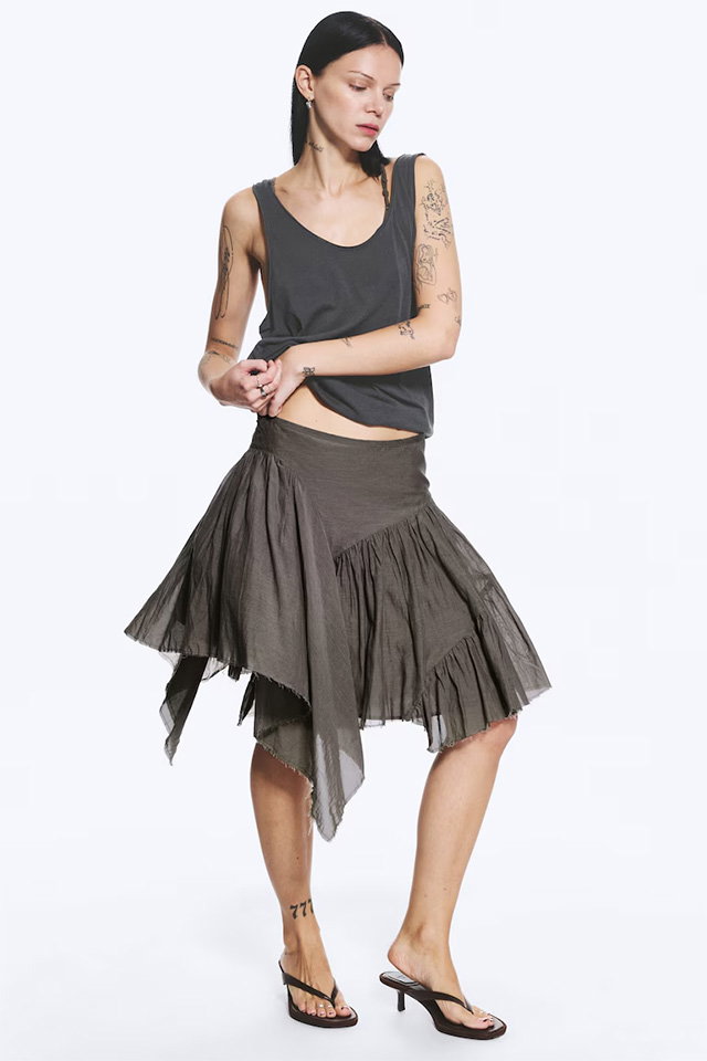 ASYMMETRIC COTTON MIDI SKIRT