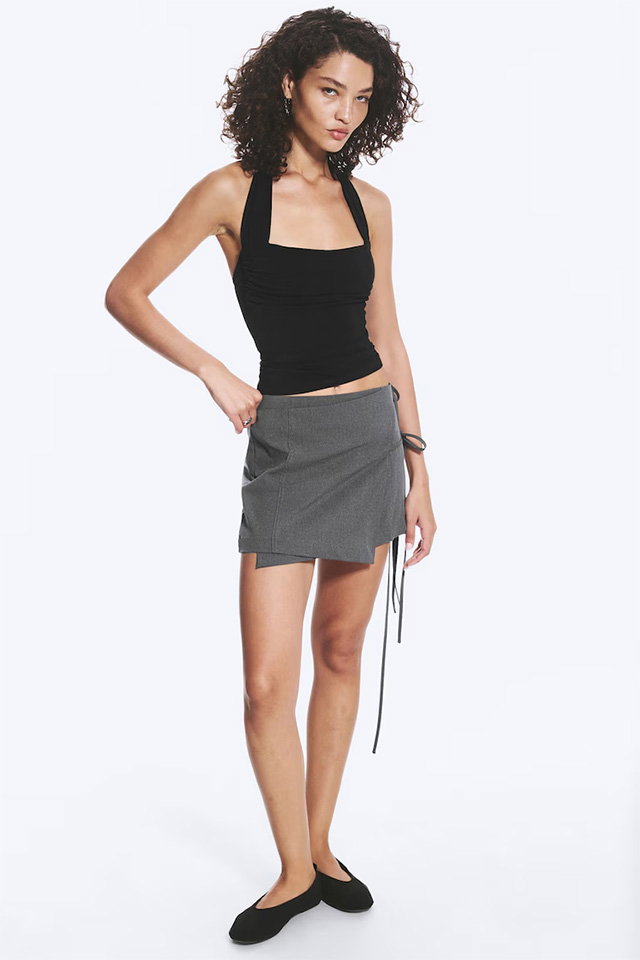 STRAPPY MINI WRAP SKIRT