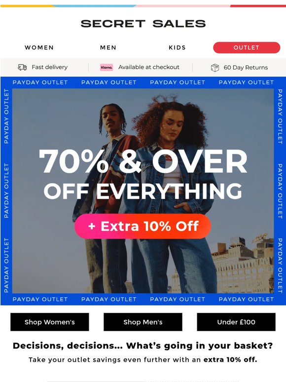 70% & over everything + Extra 10% off