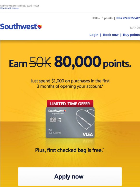 You're cordially invited to earn 80,000 points!