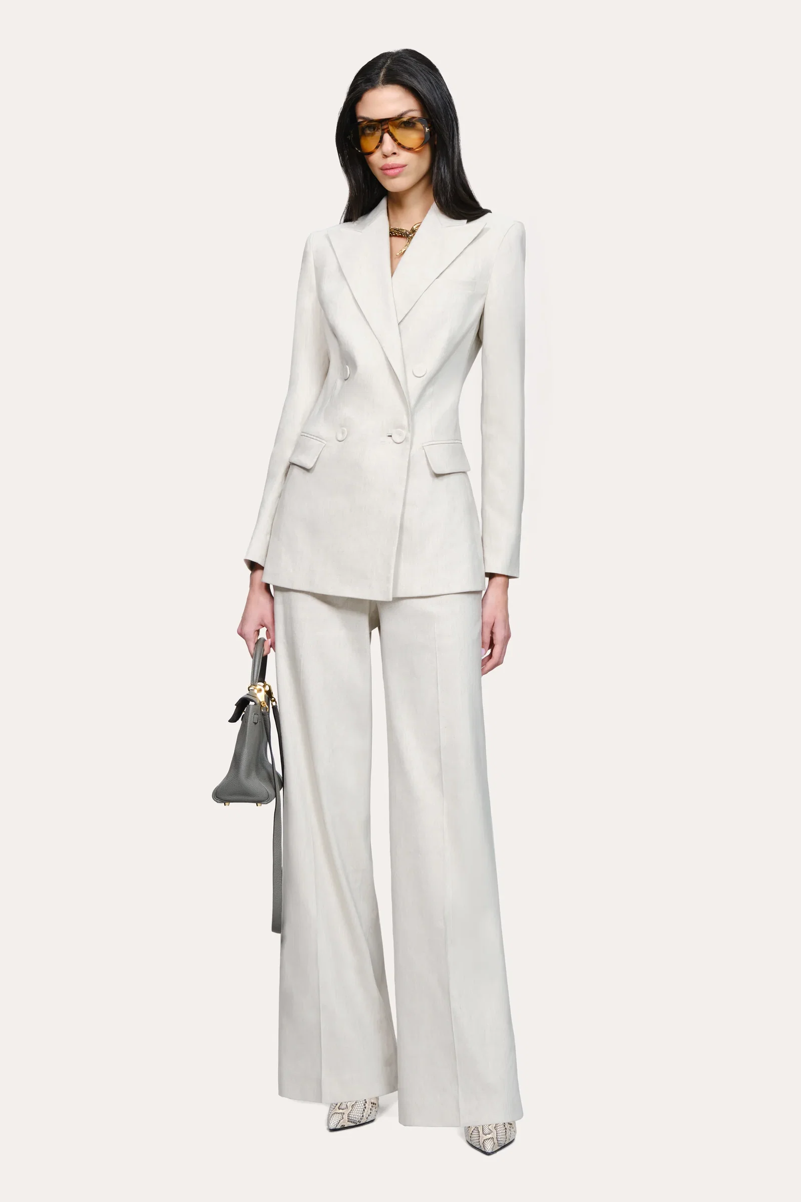 Image of Solenne Double Breasted Linen Blazer