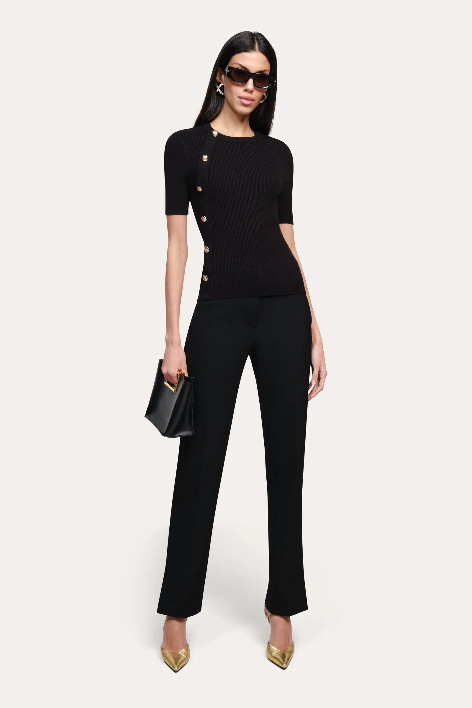 Image of Daphne Ribbed Short Sleeve Top