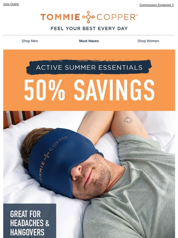 Save 50% on active essentials for summer relief.