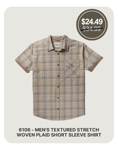 Men’s Textured Stretch Woven Plaid Short Sleeve Shirt