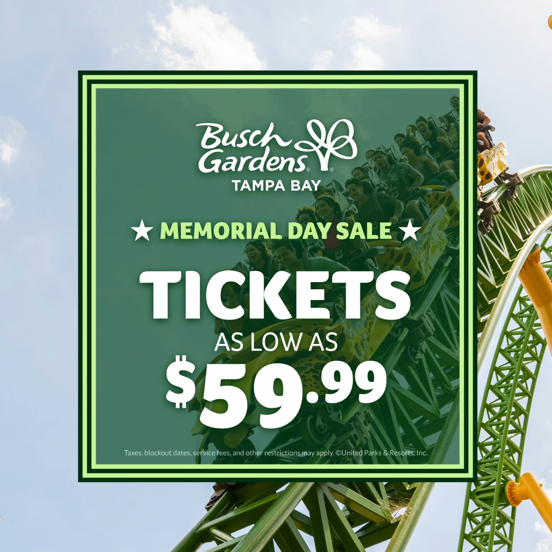 Busch Gardens Tampa Bay Memorial Day Sale: Tickets As Low As $59.99