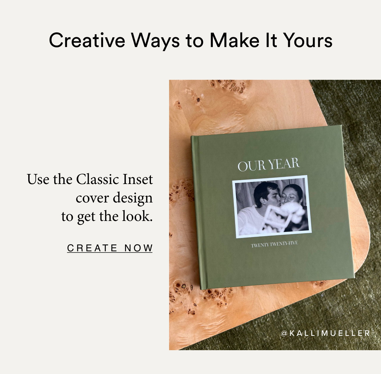 Use the Classic Inset cover design to get the look.