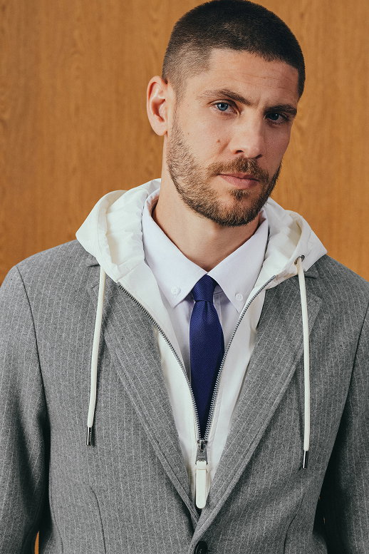 WELLS-K 2-in-1 Brushed Knit Blazer With Removable Bib