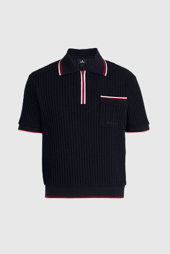 ESTABAN Crochet Knit Quarter-Zip Polo Shirt