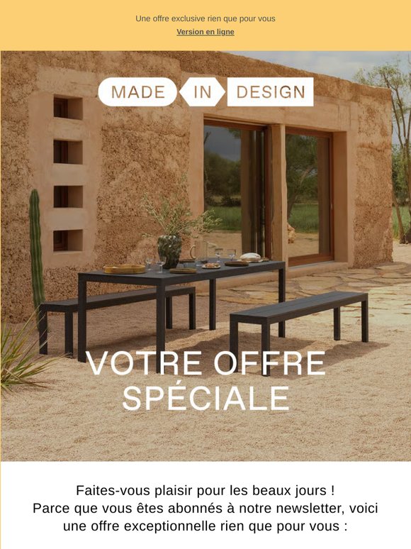 ☀️Votre code DESIGNVIBES est arrivé !