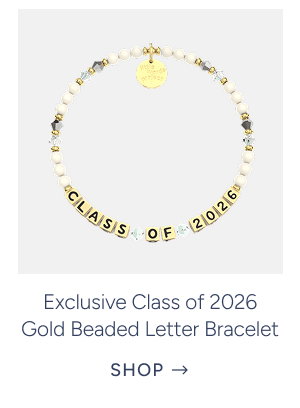 exclusive class of 2026 gold beaded letter bracelet