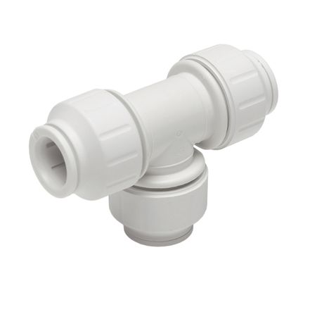 JG Speedfit 15mm Pushfit Equal Tee White PEM0215W