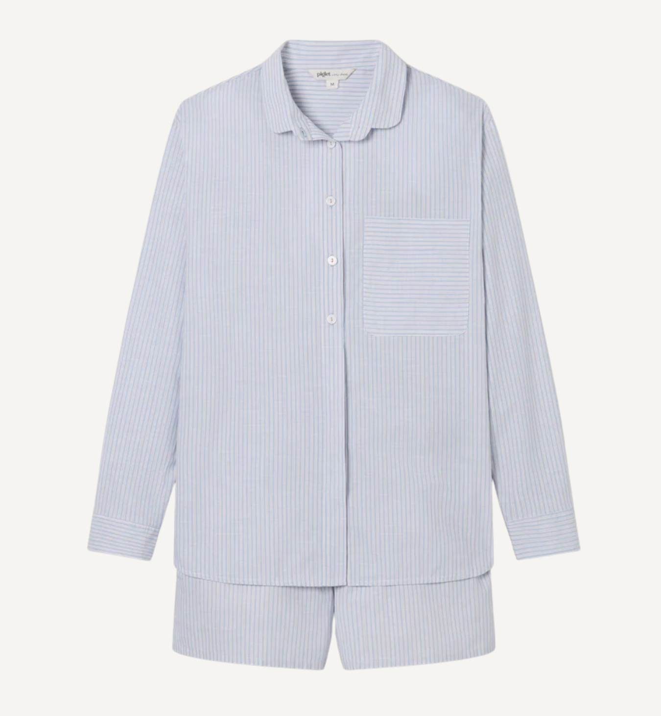 Sky Blue Boyfriend Stripe Shorts Set 