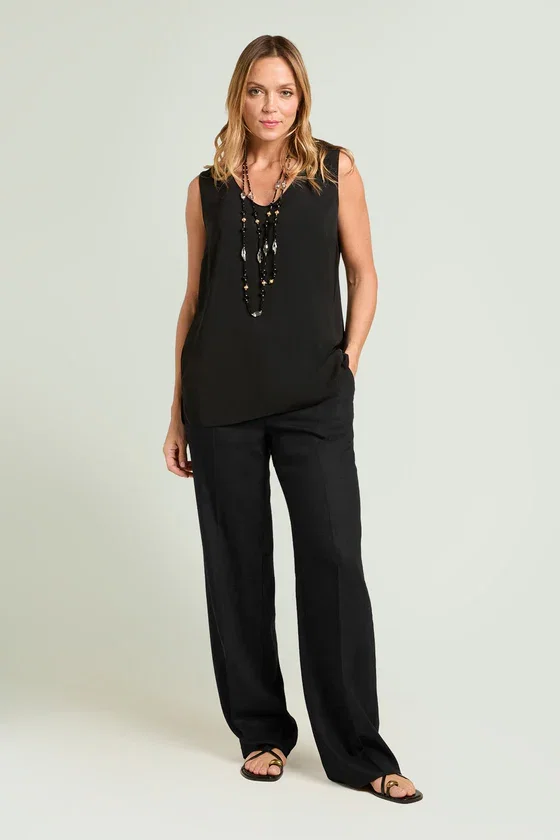 PANTALONI AMPI IN LINO-VISCOSA