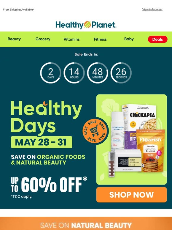 🌿 Healthy Days Sale: Up to 60% OFF + Win Big — Over $50,000 in Prizes!