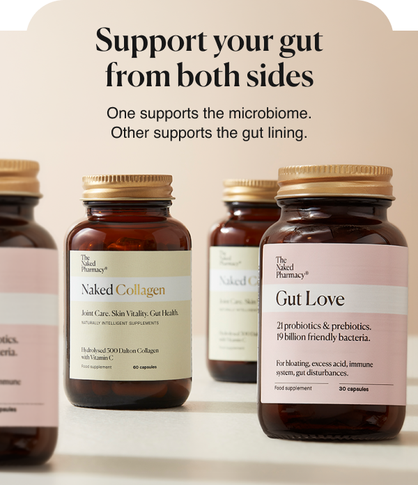 Gut Love and Naked Collagen paired together for microbiome and gut lining support
