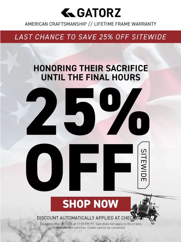 Don't Say We Didn't Warn You. Sale Ends Tonight.