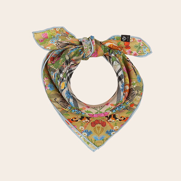 Nickituch mit FRAAS Plaid Karo und Tier-Print aus Seide