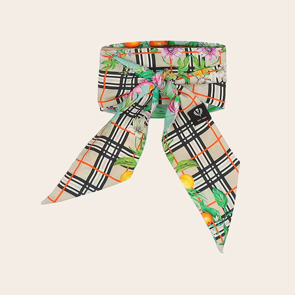 Schmaler Seidenschal mit FRAAS Plaid Karo und Dschungel-Print