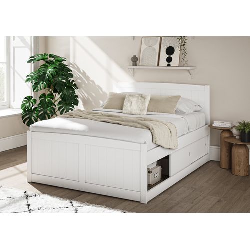 Maxistore 6 Door White Wooden Storage Bed Frame