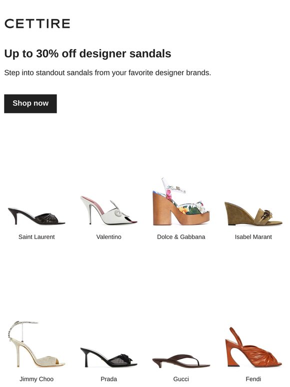 Up to 30% off designer sandals