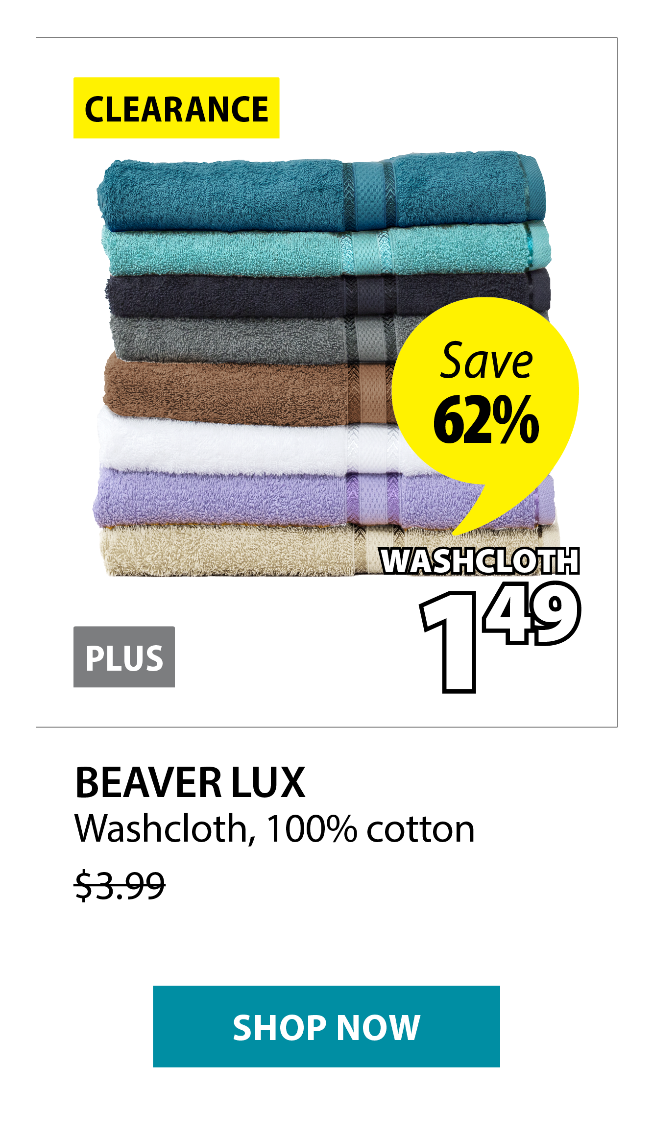 BEAVER LUX Washcloth | Save 62%