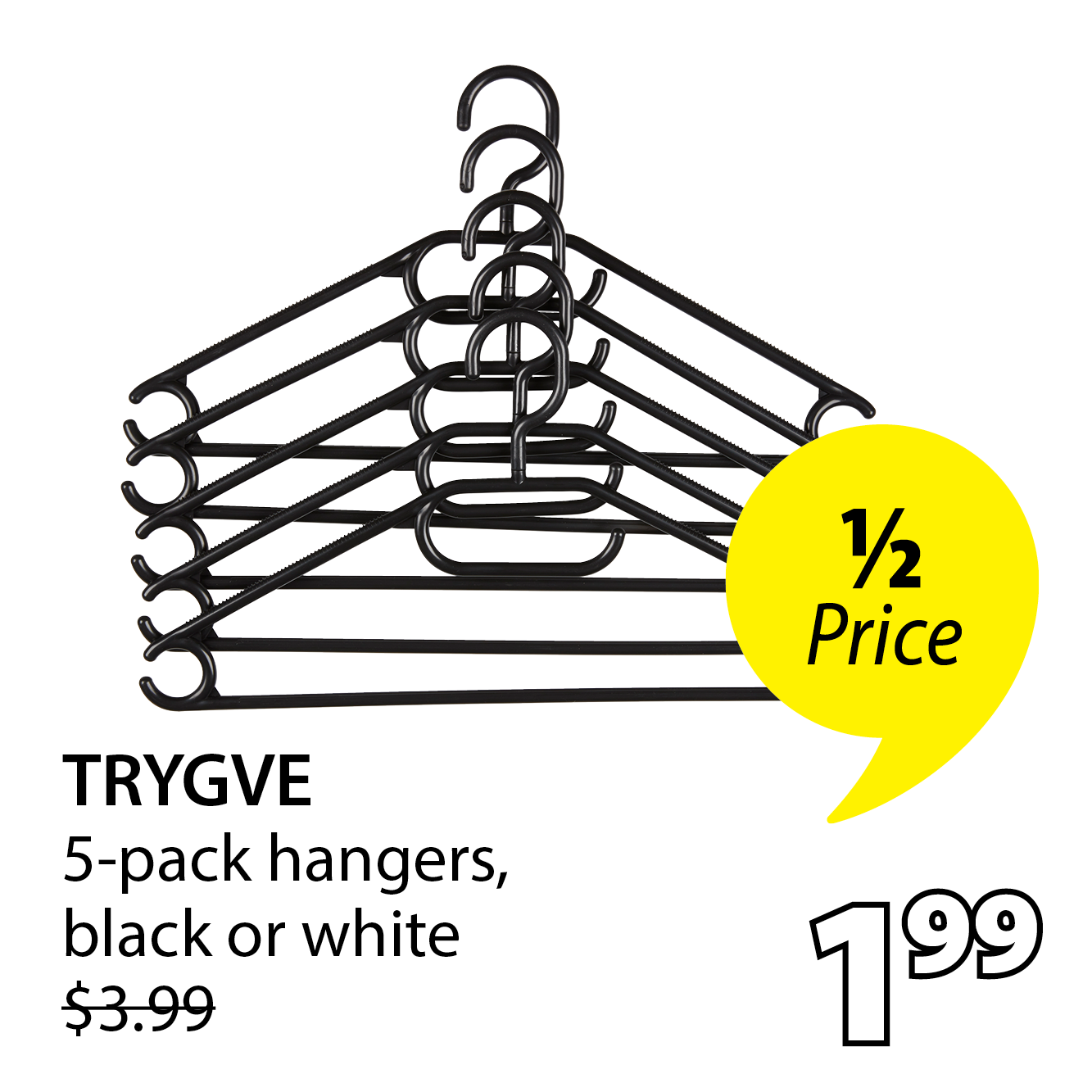 TRYGVE 5-pack hangers | 1/2 Price
