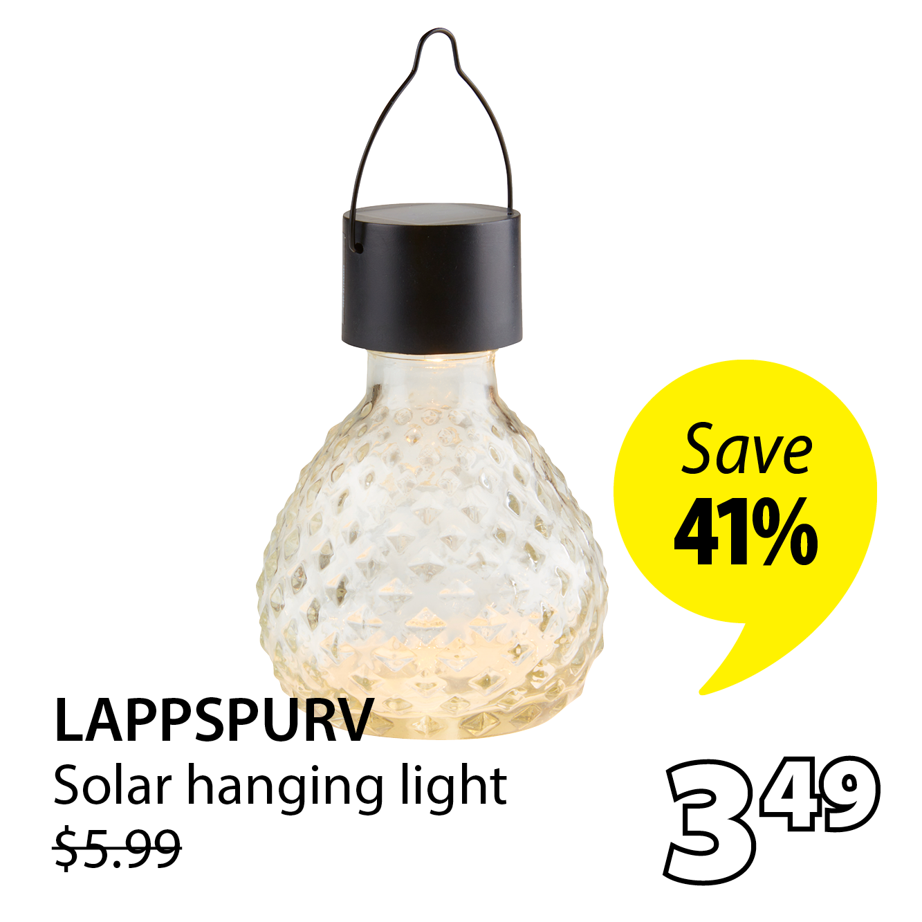 LAPPSPURV Solar hanging light | Save 41%