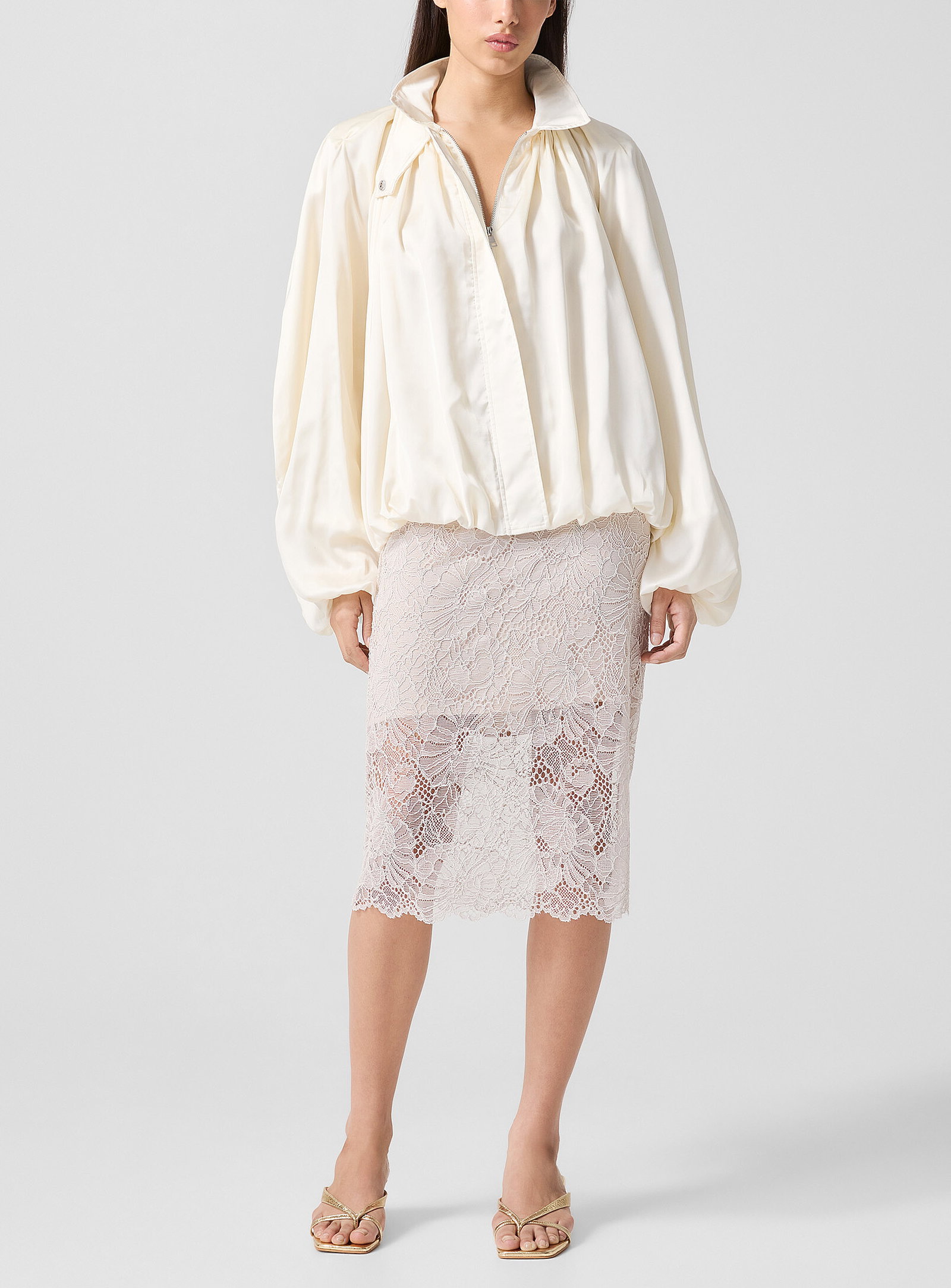 Openwork lace pencil skirt