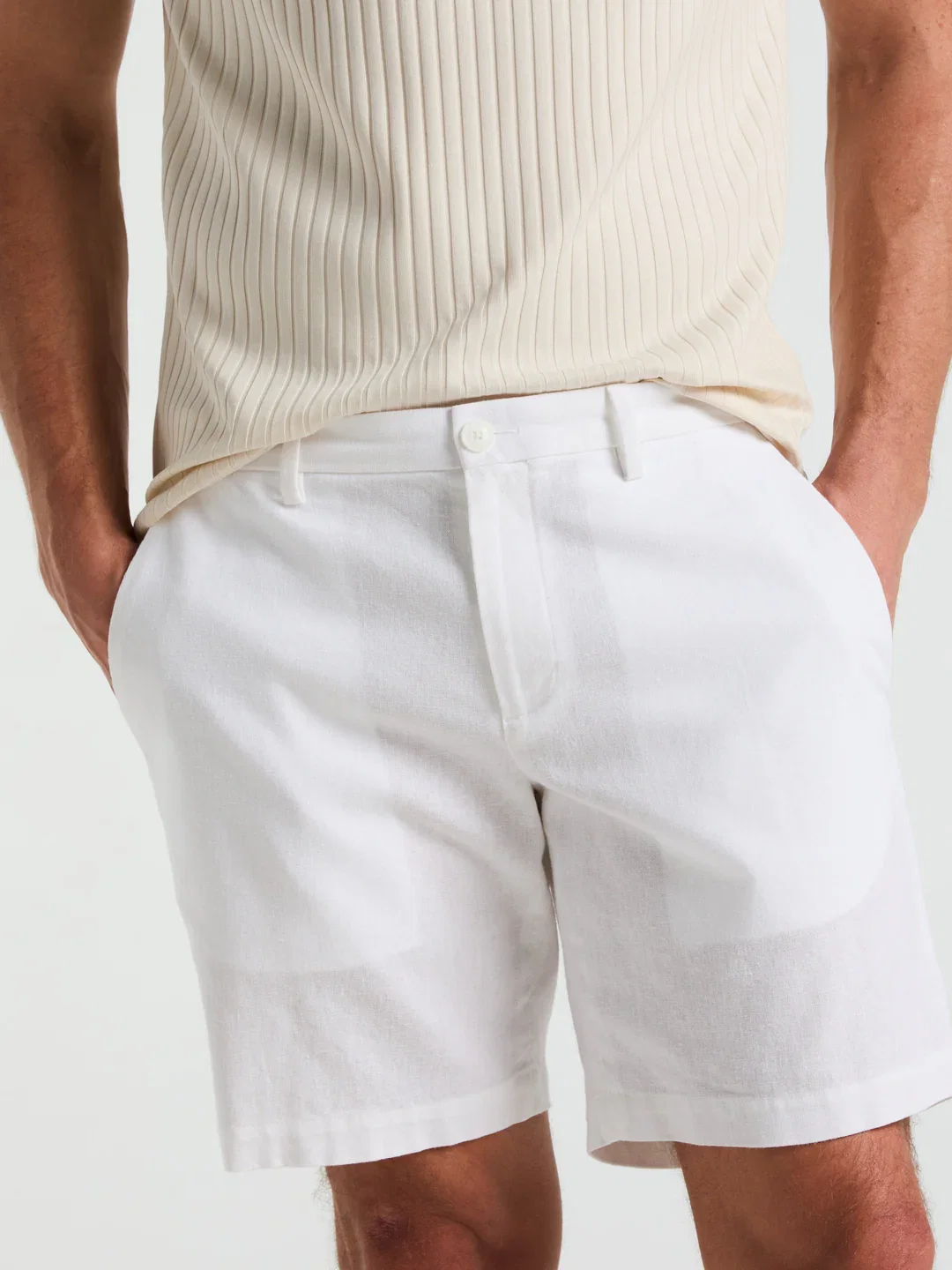 8-inch Flat Front Linen Cotton Short