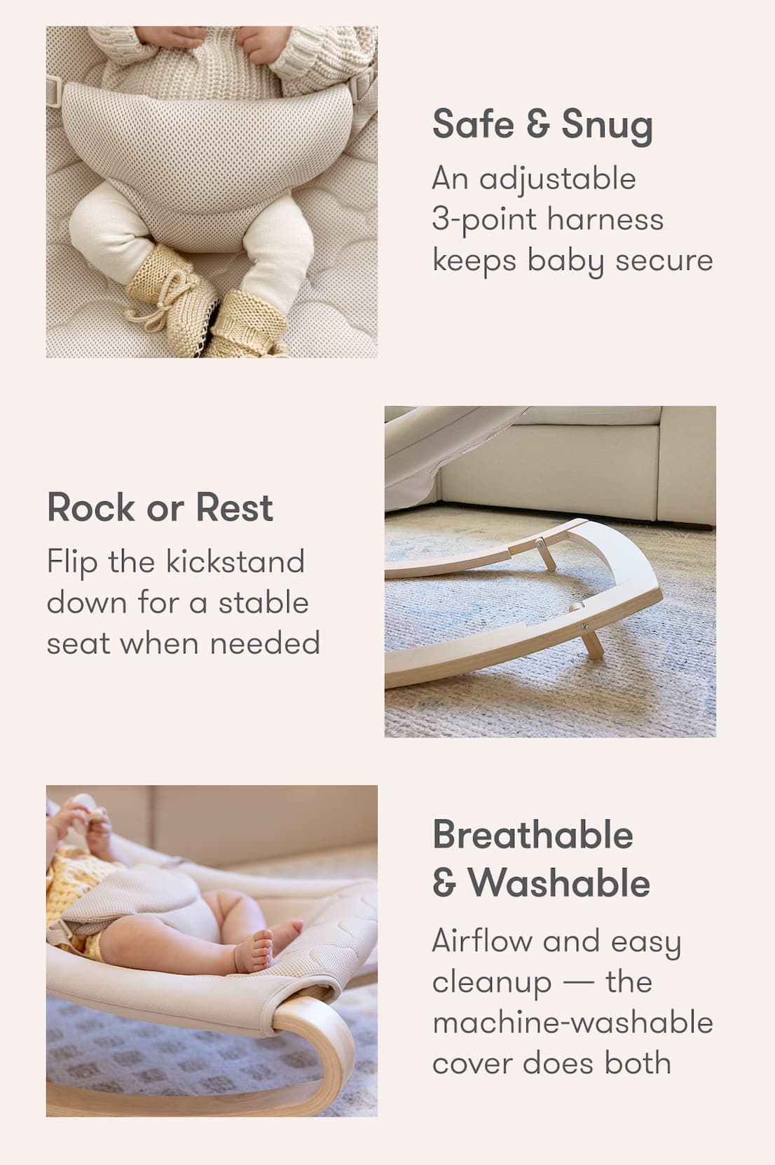Safe & Snug, Rock or Rest, Breathable & Washable