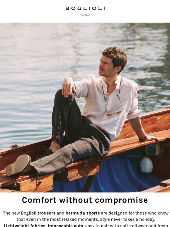 Boglioli trousers and bermuda shorts: elegance under the sun